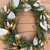 Gold Magnolia and Cedar Wreath (ready to ship)