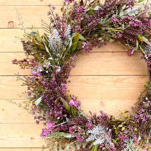Plum Purple Fall wildflower wreath (made to order)