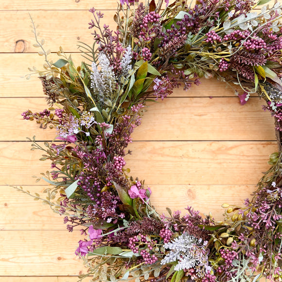 Plum Purple Fall wildflower wreath (made to order)