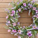 24” Lavender and Pink Wildflower Wreath with optional bow add on (made to order)