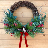 1/2 style frosted cranberry wreath (ready to ship)