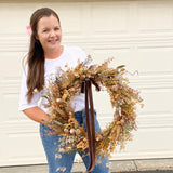 Beige and Brown Wildflower Wreath (made to order)