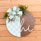 Seafoam green checkered hanger (ready to ship)