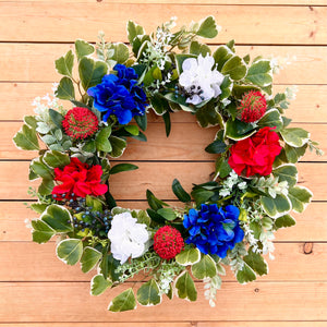 Patriotic Floral Wreath (ready to ship)