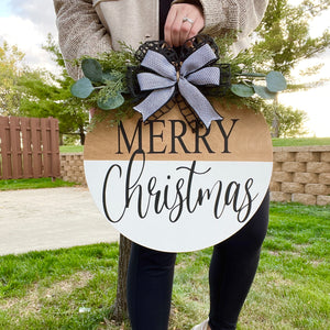 Merry Christmas Door Hanger in black/white (made to order)