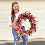 Burgundy and Mauve wildflower wreath (made to order)