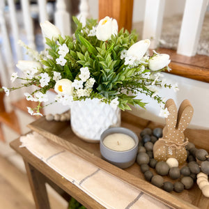 14x14” white tulip arrangement (ready to ship.)