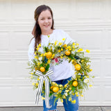 Lemon and Blueberries Wildflower Wreath (ready to ship)
