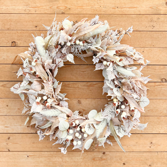 Ivory Monochrome Fall Wreath (made to order)