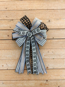 Neutral Winter Tree Topper Bow (ready to ship)