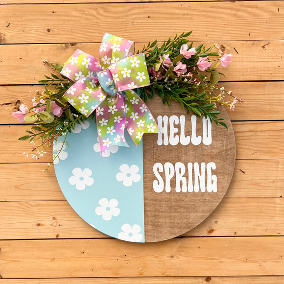 16” Retro Hello Spring Door Hanger (ready to ship)