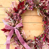 Burgundy and Mauve wildflower wreath (made to order)
