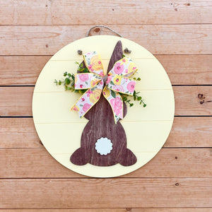 Yellow shiplap bunny hanger (ready to ship.)