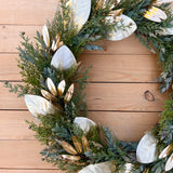 Gold Magnolia and Cedar Wreath (ready to ship)