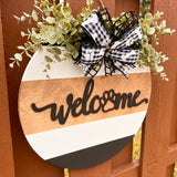 16” welcome with paw print door hanger (made to order)