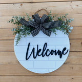 3D brick style “welcome” door hanger in black (made to order)