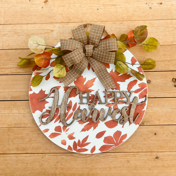 “Happy harvest” door hanger (made to order)