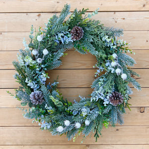 Flocked Pine Winter Wreath (made to order)