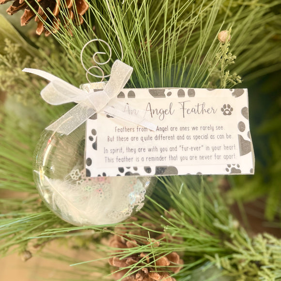 PAW PRINT *GLASS* Angel feather ornament (ready to ship)