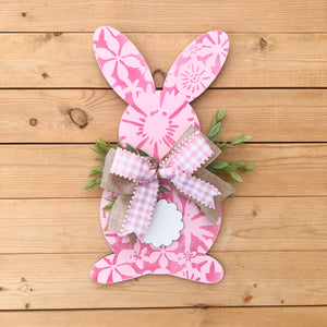 16” pink wood bunny hanger (made to order)