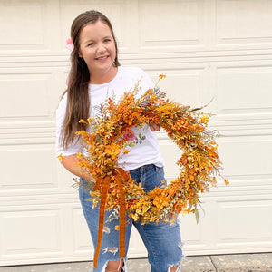 Mustard Yellow and Orange Wildflower Wreath (made to order)