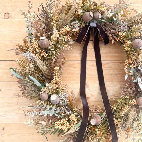 Beige and Brown Wildflower Wreath (made to order)