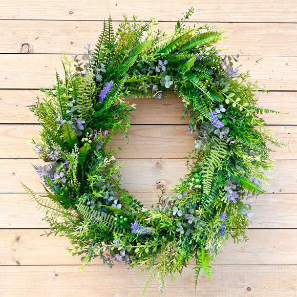 Fern and Lavender Greenery Wreath (made to order)