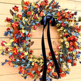 Navy and Rust Orange Wildflower wreath (made to order)