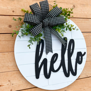 “Hello” brick style door hanger (ready to ship)