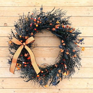 Halloween Black and Orange Wreath (made to order)