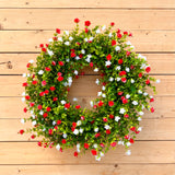 Red/White Boxwood Wreath without a bow (made to order)