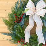 Mixed Eucalyptus Christmas Wreath w. farmhouse bow (ready to ship)