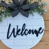 3D brick style “welcome” door hanger in black (made to order)