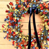 Navy and Rust Orange Wildflower wreath (made to order)