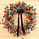 Navy and Rust Orange Wildflower wreath (made to order)