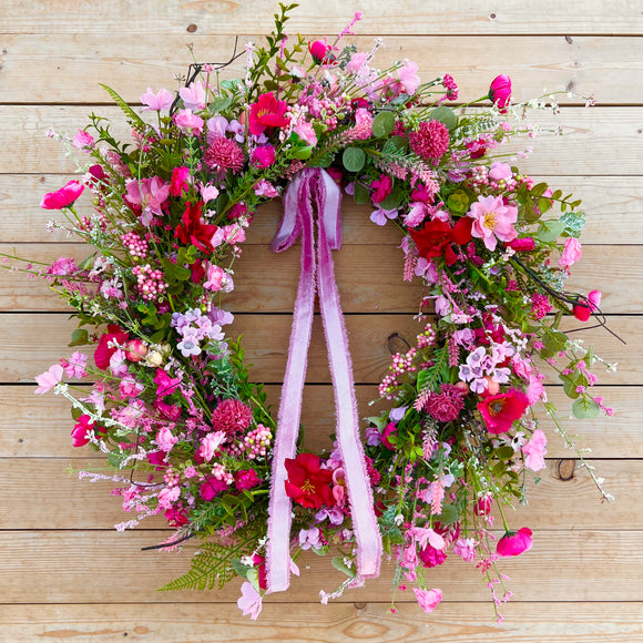 24” Hot Pink Wildflower Wreath (made to order)