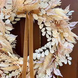 Ivory Boho Fall Wreath with Bow (Made to order)