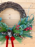 1/2 style frosted cranberry wreath (ready to ship)