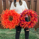 Fall Burgundy and Orange Boxwood Wreath (made to order) -Select your size!