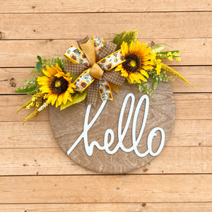 “Hello” sunflower door hanger (made to order)