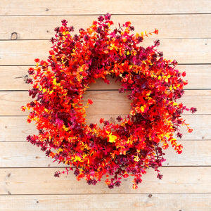 Fall Burgundy and Orange Boxwood Wreath (made to order) -Select your size!