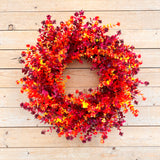 Fall Burgundy and Orange Boxwood Wreath (made to order) -Select your size!