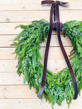 Teardrop evergreen wreath: CHOOSE YOUR RIBBON COLOR AND SIZE (made to order)