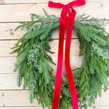 Teardrop evergreen wreath: CHOOSE YOUR RIBBON COLOR AND SIZE (made to order)