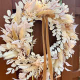 Ivory Boho Fall Wreath with Bow (Made to order)