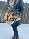 16” Modern Farmhouse 3D “hello” Door Hanger (Made to Order)