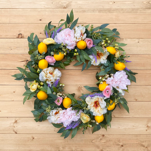 Lemon and Peony Wreath (Made to Order)