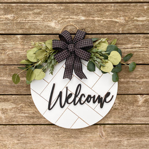 16” 3D “welcome” herringbone style door hanger (Made to Order)