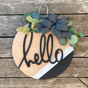 16” Modern Farmhouse 3D “hello” Door Hanger (Made to Order)