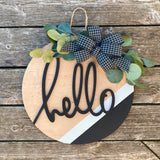 16” Modern Farmhouse 3D “hello” Door Hanger (Made to Order)